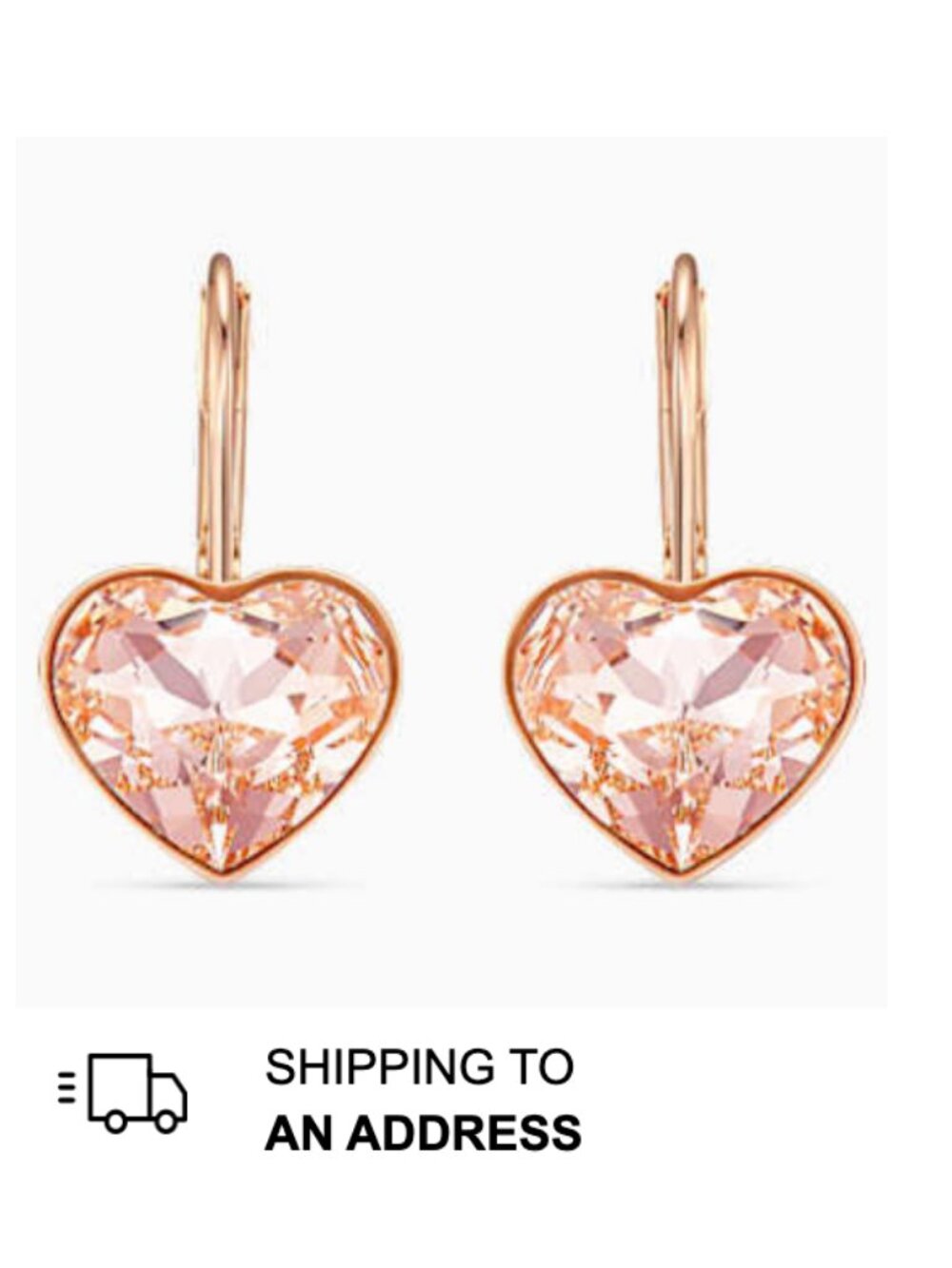 Swarovski Bella Heart Pierced Earrings, Pink, Rose Gold Tone Plated